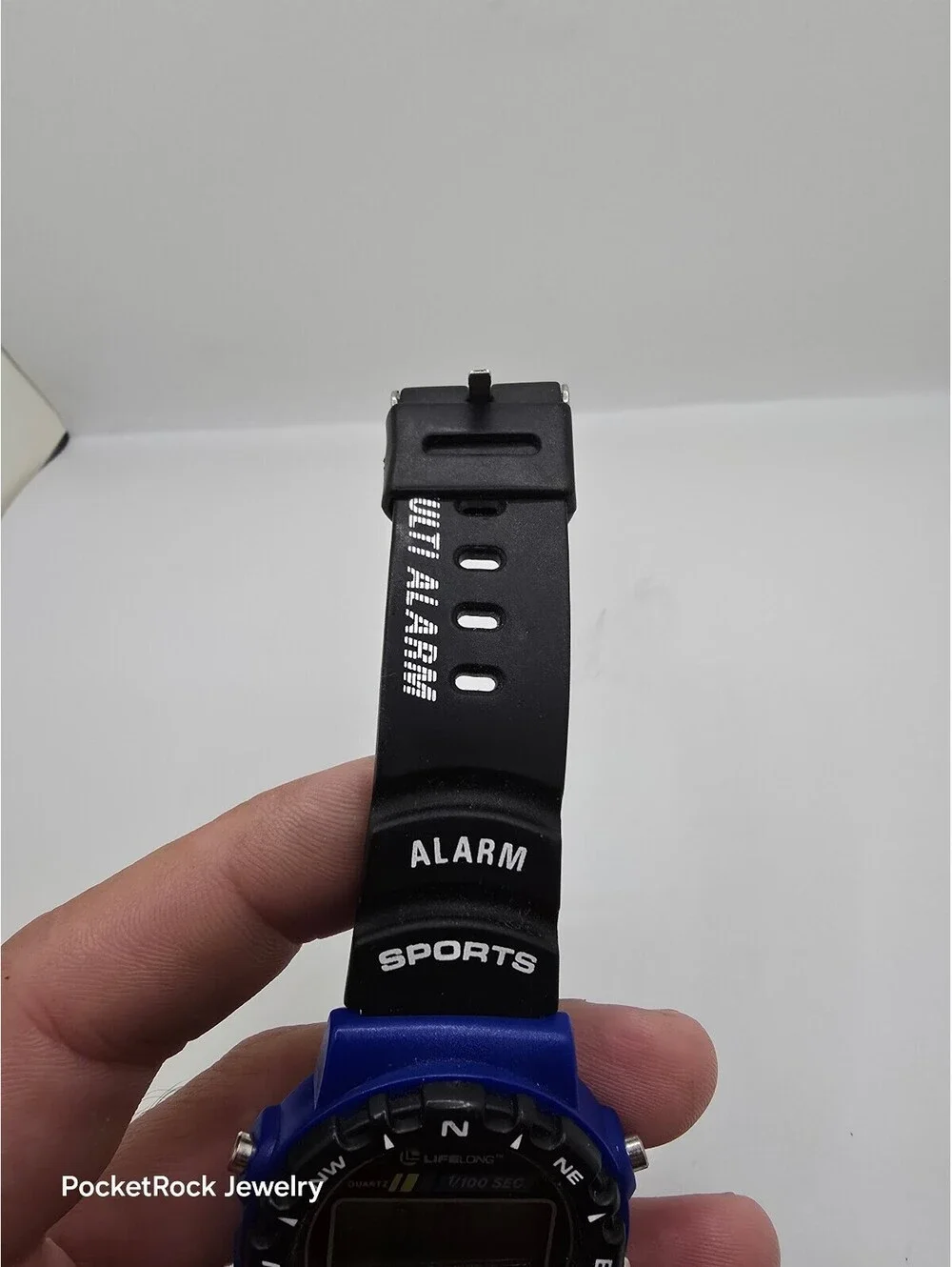 Lifelong Quartz Digital Alarm Chronograph Sports Watch Blue Case Black Strap